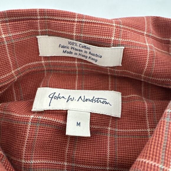 Vintage‎ John W. Nordstrom Dress Shirt Orange Plaid Cotton Mens Medium - Picture 3 of 10